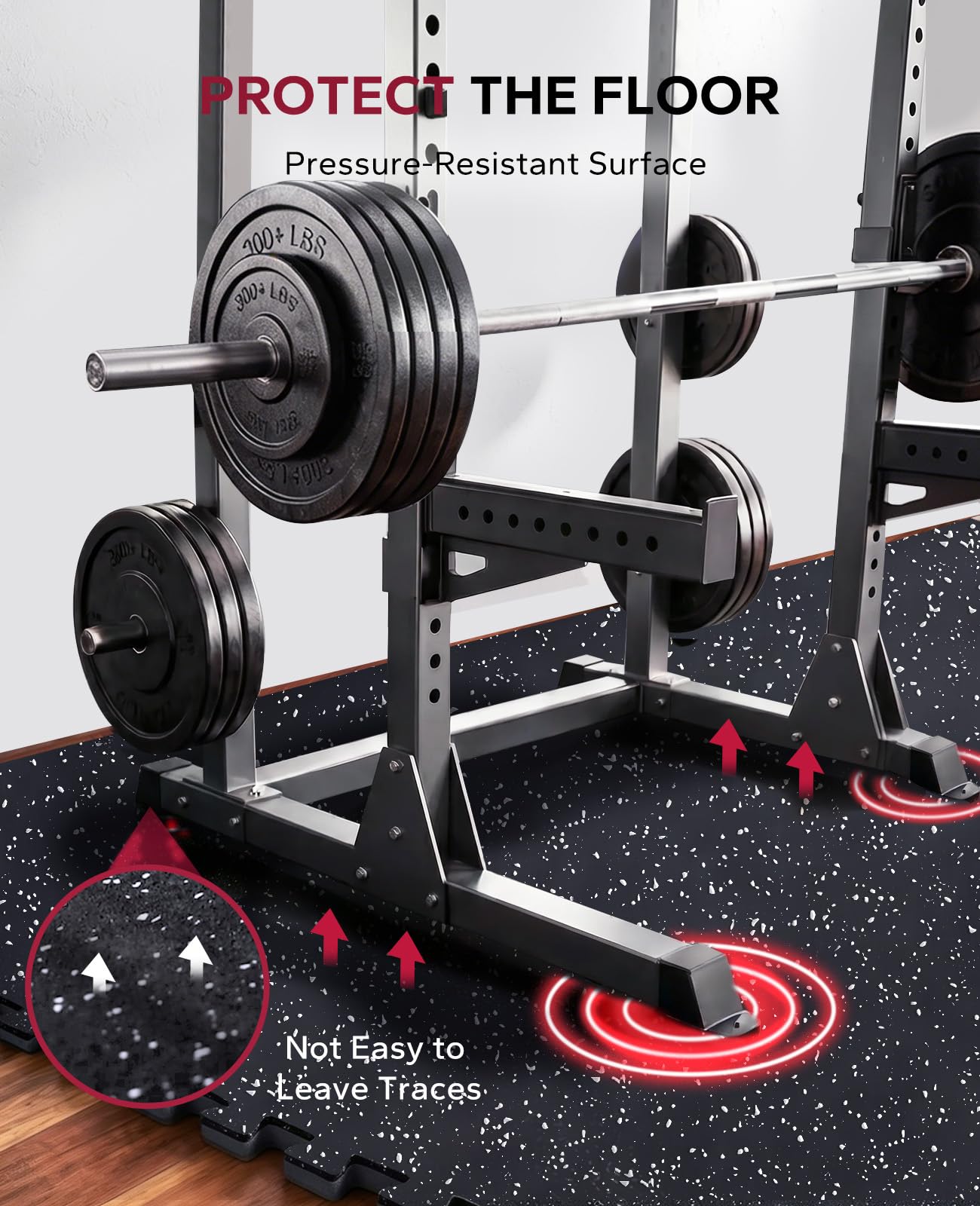 HAPBEAR 0.56'' Thick 12 Pcs 48 Sq Ft Exercise Equipment Mats - High-Density Rubber Top EVA Foam