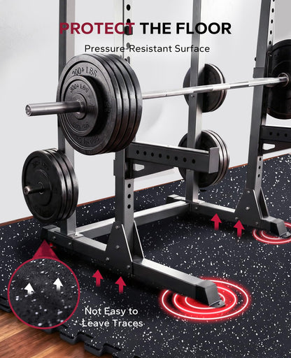 HAPBEAR 0.56'' Thick 12 Pcs 48 Sq Ft Exercise Equipment Mats - High-Density Rubber Top EVA Foam