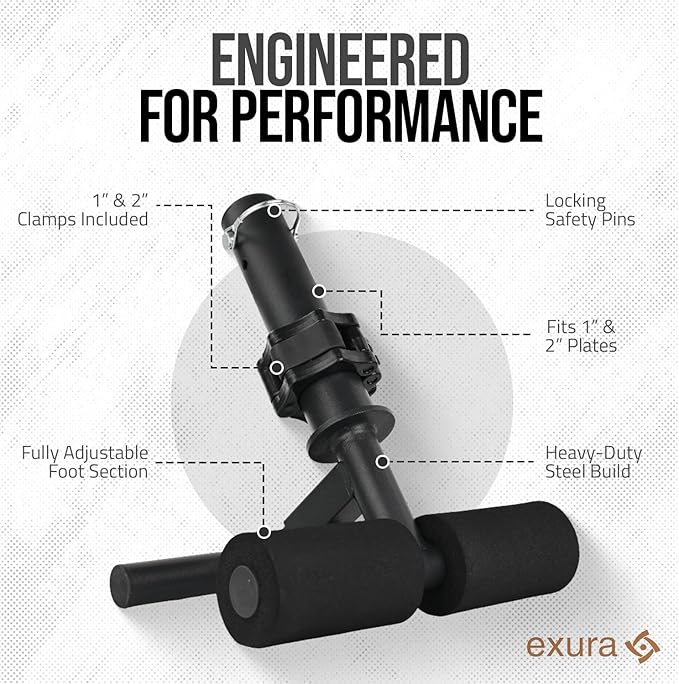 Exura Tib Bar and Bar Clamps - 2 and 1 Inch Adjustable Plates with Anti-Slip Pin Locks - Designed for Tibialis Training & Calf Raises Trainer, Tibialis Trainer, Tibialis Bar, Atg Tib Bar, Tib Raise