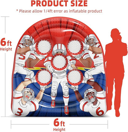 6Ft Football Target Toss Game - Inflatable Football Throwing Target Toy for Kids - Carnival Party Games