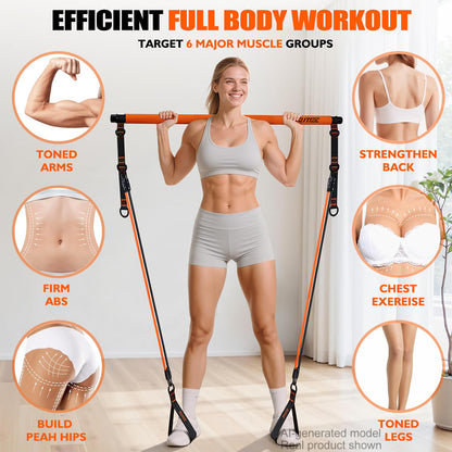 KUTIZE Pilates Bar Kit with Resistance Bands, Pilates Equipment, Multifunctional Resistance Bands
