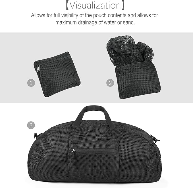 Tactical Mesh Luggage bag,50L Foldable duffel Pack,Large Capacity Range Bag For Hunting Shooting Travel Climbing Sports Gym (BK)