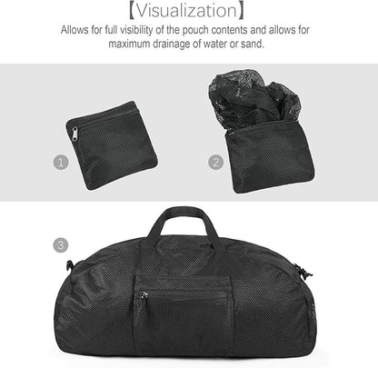 Tactical Mesh Luggage bag,50L Foldable duffel Pack,Large Capacity Range Bag For Hunting Shooting Travel Climbing Sports Gym (BK)