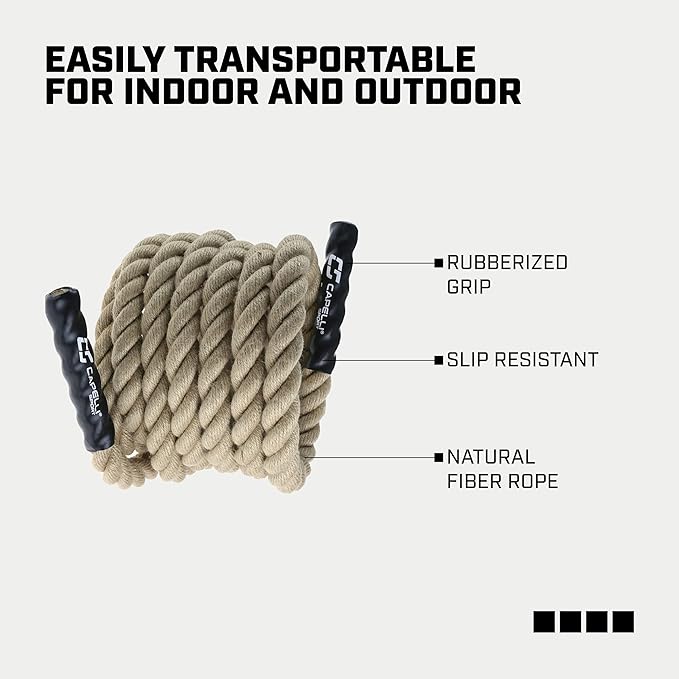 Capelli Sport Battling Ropes, Workout Battle Ropes for Strength Training and Cardio, Brown, 20 ft Length