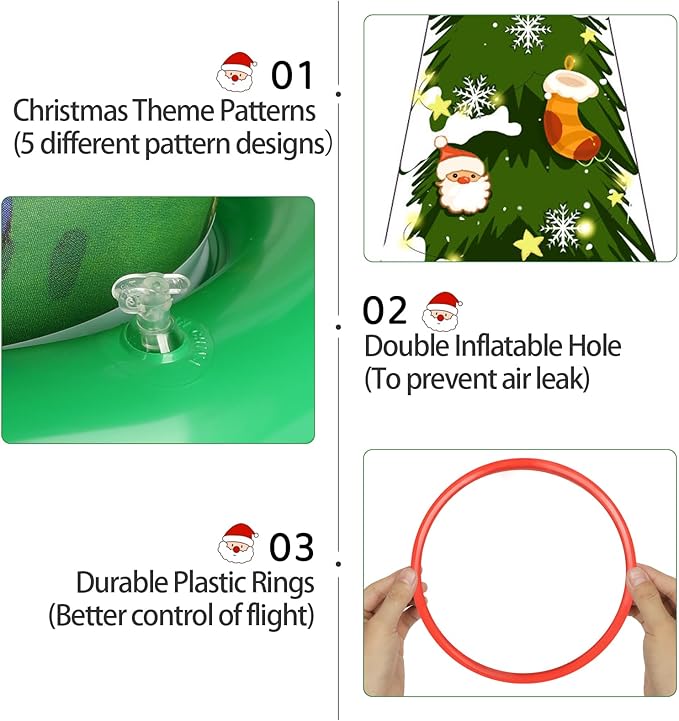 5 Pack Inflatable Christmas Tree Ring Toss Game,Christmas Party Games for Kids,Adults,Family,Christmas Indoor Outdoor Game Garden Toys