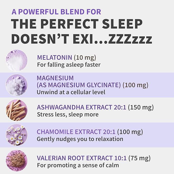12-in-1 Melatonin Sleep Capsules - 10mg Melatonin Extra Strength with Magnesium and Balanced Blend of Ashwagandha, GABA, Chamomile Extract, L-Theanine & Valerian Root 10:1 Extract (90ct)