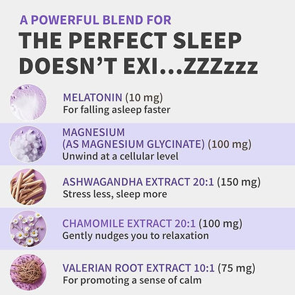 12-in-1 Melatonin Sleep Capsules - 10mg Melatonin Extra Strength with Magnesium and Balanced Blend of Ashwagandha, GABA, Chamomile Extract, L-Theanine & Valerian Root 10:1 Extract (90ct)