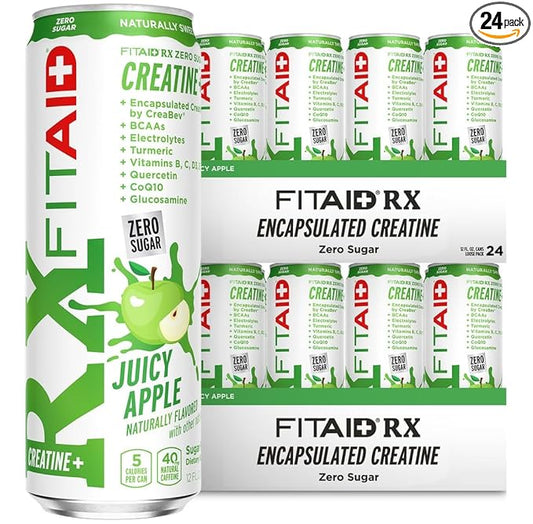 FITAID RX Zero Sugar, Encapsulated Creatine, Workout Recovery Drink, All-In-One Blend, BCAAs
