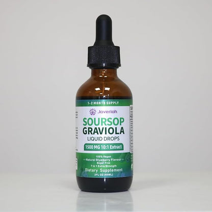 Soursop Graviola Liquid Drops Supplement with Sea Moss Extract, Soursop Bitters Liquid for Cell Support & Regeneration, Immunity, Liver, Antioxidant, Graviola Leaves Extract 2 Month Supply 60ML