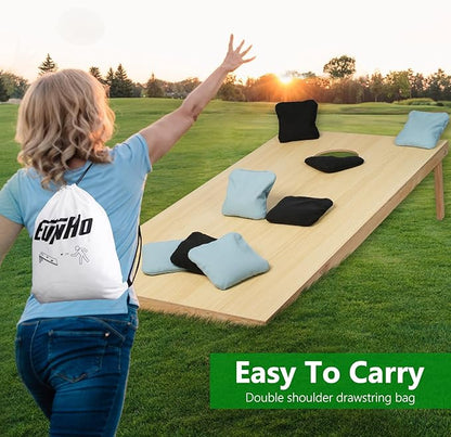 EunHo Cornhole Bags Set of 8 Regulation Size & Weight Corn Hole Bean Bags Official Professional All Weather for Tossing Game with Carry Case