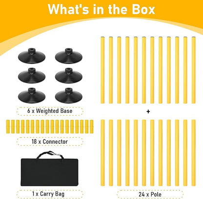 tonchean 6PCS Soccer Agility Poles 5.57FT Adjustable Football Basketball Speed and Agility Training Equipment Detachable Sports Training Speed Slalom Poles for Football, Rugby, Basketbal