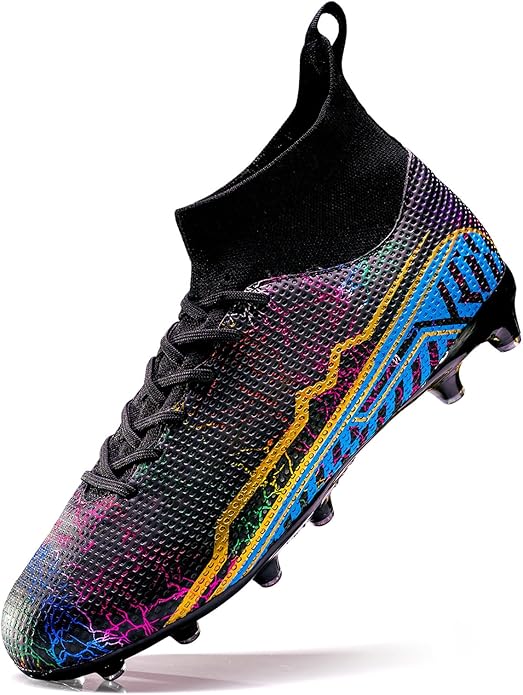 Soccer Cleats Mens Football Cleats Professional Soccer Shoes High-Tops Non-Slip Spikes for Big Boys Wide Training Sneaker