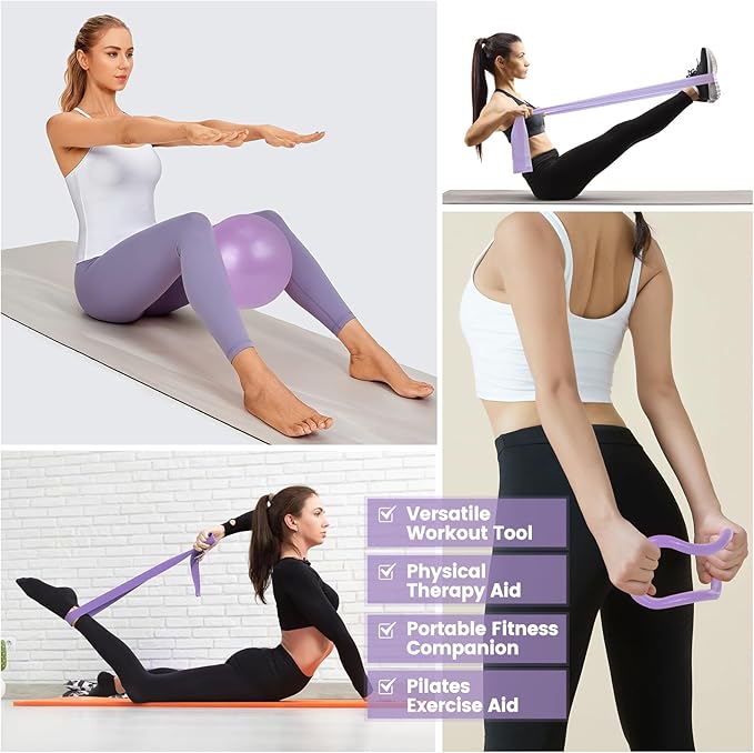 Home Pilates Essentials Kit for Women,Pilates Equipment Set with 9 Inch Yoga Ball,Figure 8 Resistance Band,Pilates Bands & Accessories,Pilates Ring and Ball Set for Beginners Home Workouts