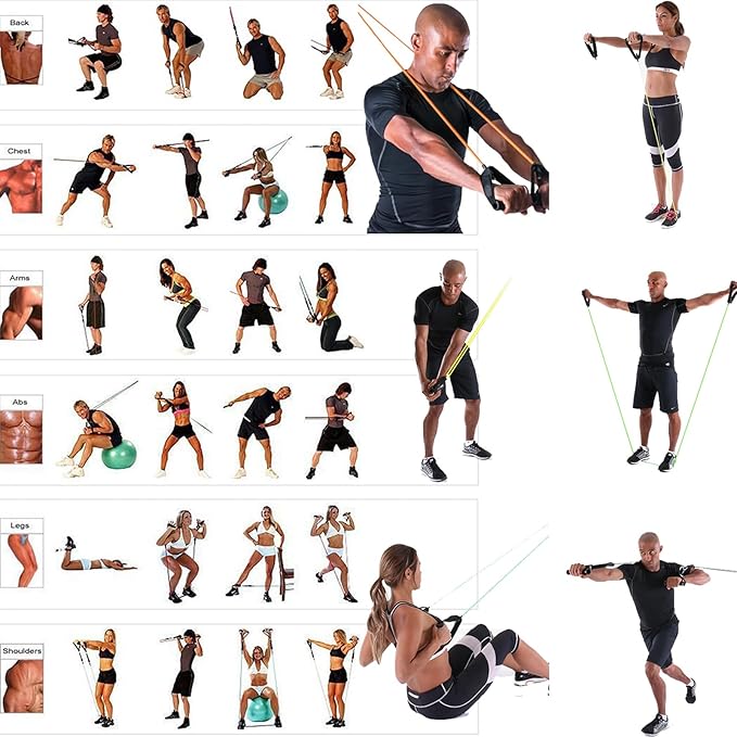 Resistance Band Set,Pull Up Exercise Bands Door Anchors Compatible with Billy's Bootcamp Tae Bo,Weight Loss,Strength Home Workouts Training,Physical Therapy,Yoga,Pilates.