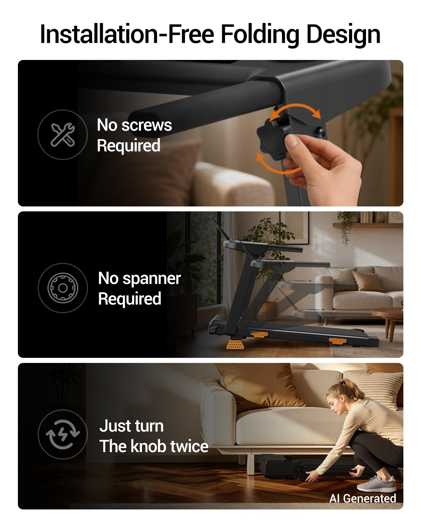 16% Incline Treadmills for Home, Foldable Treadmill with Incline