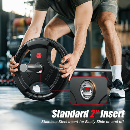 GIKPAL Olympic Weight Plates, 2-Inch Rubber Coated for Strength Training