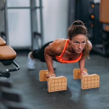 TOPZEA 2 Pcs Wooden Parallettes Push Up Bars, Solid Beech Wood Calisthenics Equipment Non-Slip Push Up Handle Stand for Handstand & Strength Training, Calisthenics, Home Gym & Floor Workouts