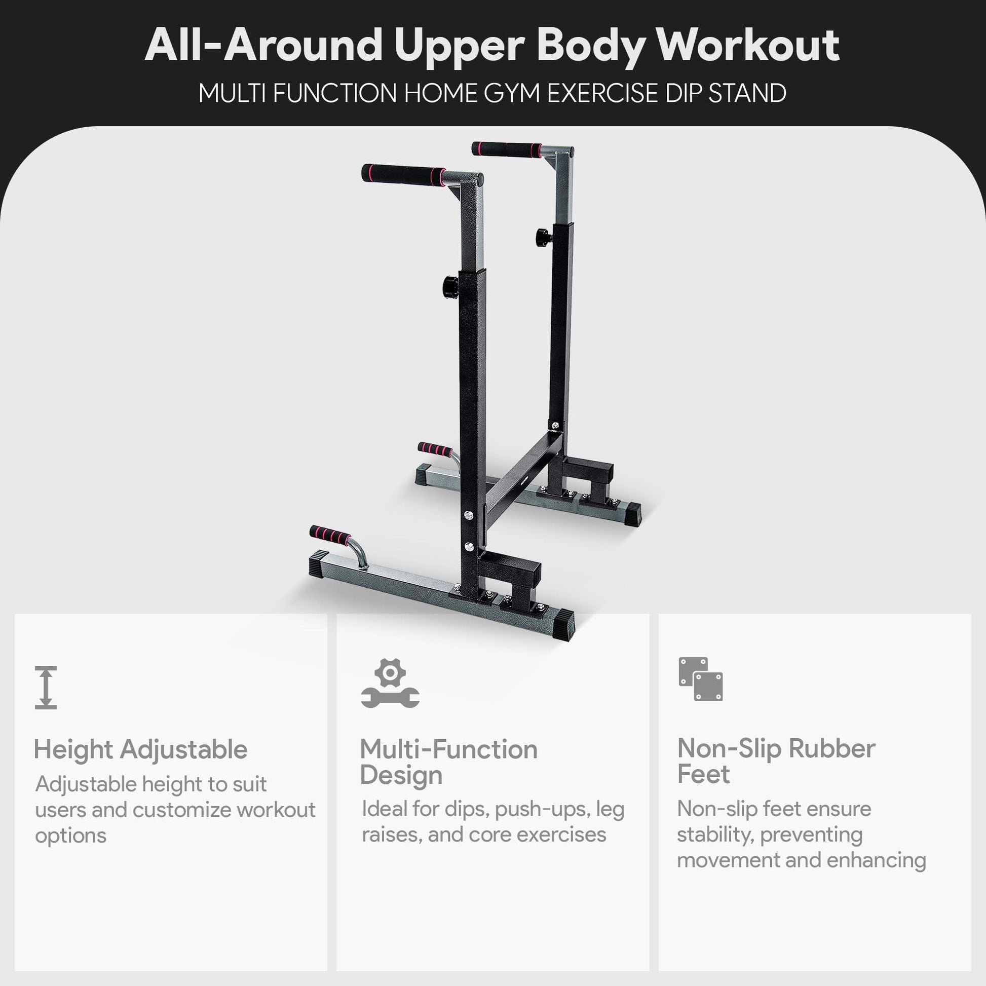 BalanceFrom Steel Frame Dip Station with Adjustable Height, 500 lb Capacity