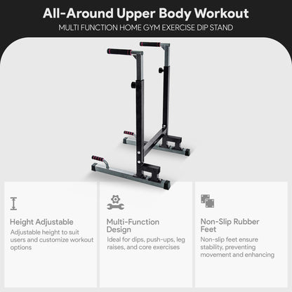 BalanceFrom Steel Frame Dip Station with Adjustable Height, 500 lb Capacity