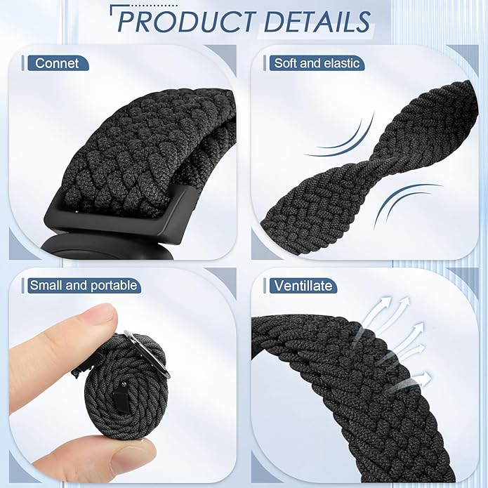 Tiptops Braided Nylon Bands Compatible with Fitbit Inspire 3/Inspire 2/Inspire/Inspire HR/Ace 2/Ace 3, Adjustable Loop Stretchy Straps Replacement Wristbands for Fitbit Inspire Women Men