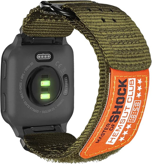 Rugged Nylon Sports Strap With Woven Loop Design, Compatible With Venu 2, 3, Plus, Sq, Sq 2, Music (Not 2S)