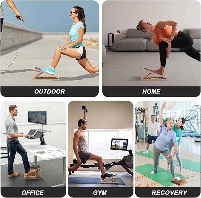 Portable Slant Board, Calf Stretch Board, Slant Boards for Exercise, Wooden Slant Board, Velor Board, Adjustable Incline Board for Knees Ankle Heel Feet Leg