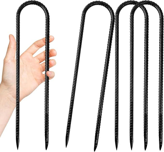 Anothera 4 Pack Heavy Duty Trampoline Stakes, 12 Inches Trampoline Anchors High Wind, Heavy Duty U