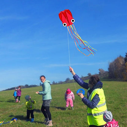 Octopus Kites for Kids & Adults Easy to Fly, 24”x 158” Large Soft Kite Kit for Boys and Girls, Single Line 3D Beach Kite Set for Teens,Perfect for Outdoor Activities