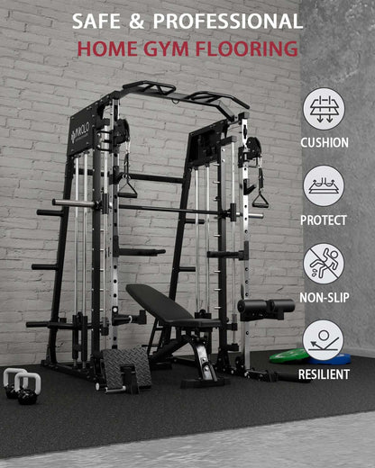 Mikolo 0.56 Inch Thick Gym Flooring for Home Gym, 12 Tiles Exercise Equipment Mats with EVA Foam
