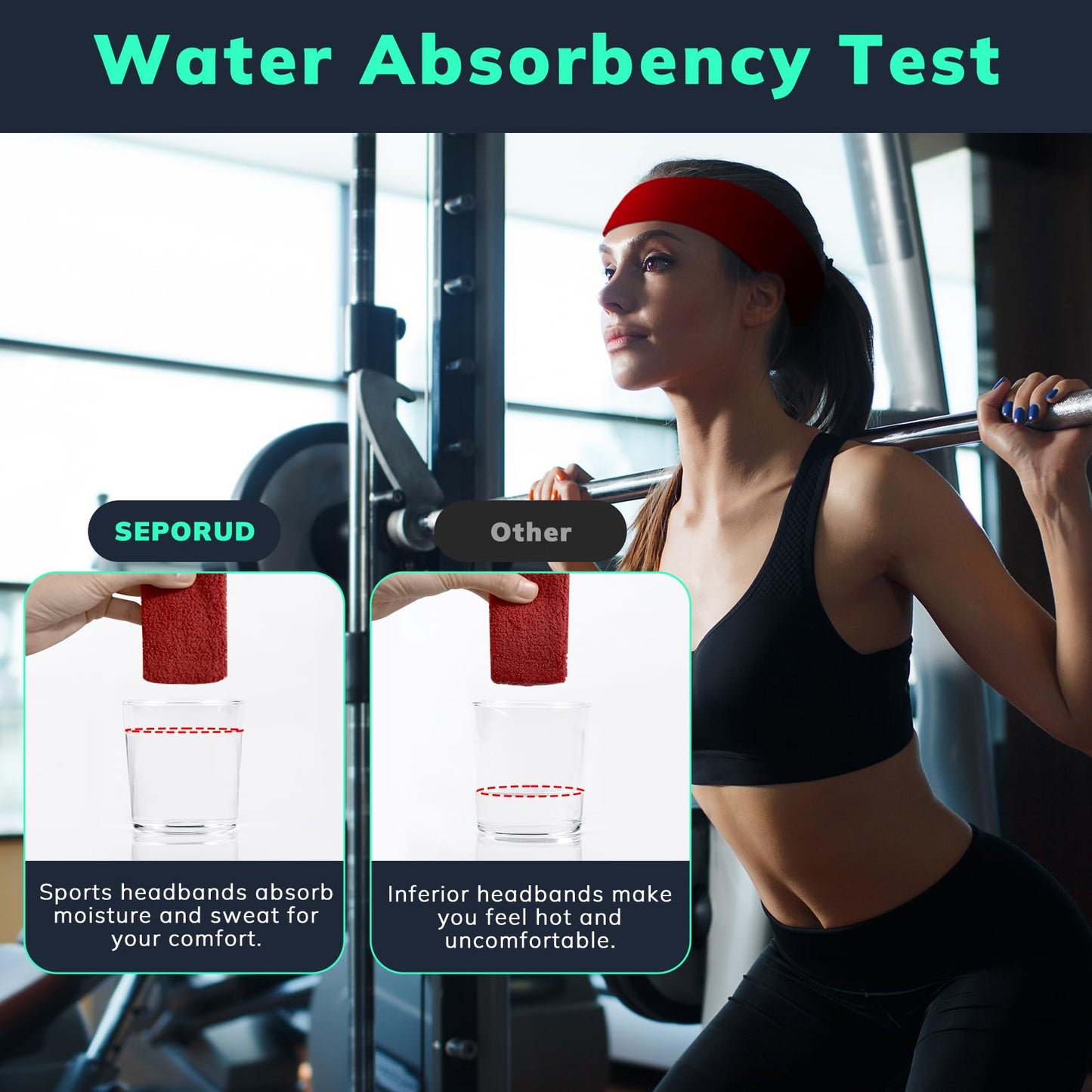 Sweatbands Sports Headband for Men & Women - Terry Cloth Moisture-Wicking Sports Towel Headband for