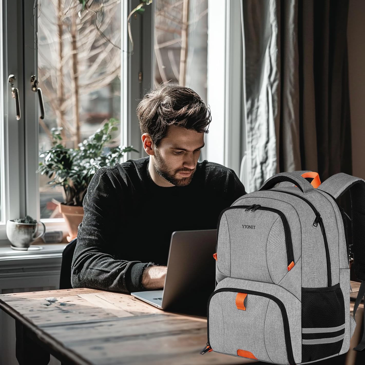 Ytonet Gym Backpack for Men Women, Backpack for Men with Shoe Compartment