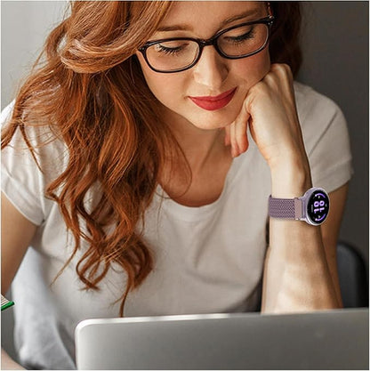 FINTIE Magnetic Braided Band Compatible with Garmin Vivoactive 5/6/Vivoactive 3, Garmin Venu/Venu Sq/Sq 2/Forerunner 55/165/645/245 Music, 20mm Stretchy Nylon Elastic Sport Strap (Smoke Violet)