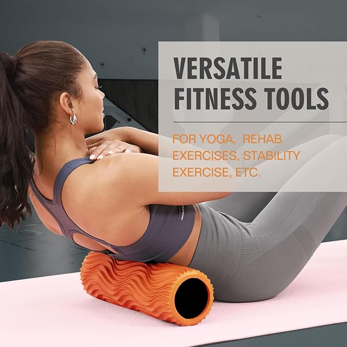 Foam Roller, Trigger Point Foam Roller Massage Roller for Physical Therapy & Back Pain, Deep Tissue Massage Roller for Exercise, Pilates, Yoga (Orange)