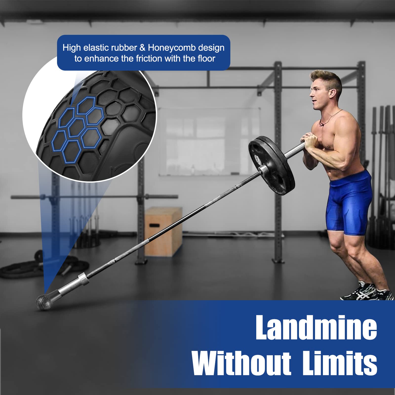 HXD-ERGO Landmine Attachment for Barbell, T Bar Row Attachment Fits 2 Inch Olympic Bars（Black）