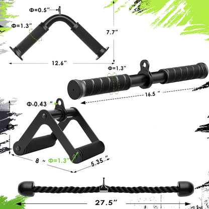 Cable Machine Attachment，LAT Pulldown Attachments Upgraded 1.3 Inch Comfort Grip Cable Attachments