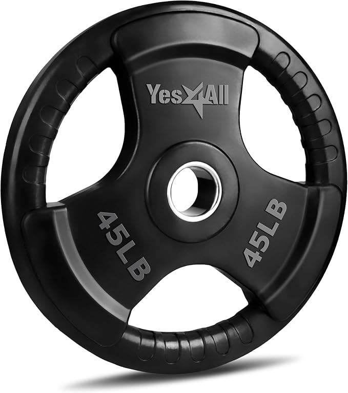 Yes4All Rubber Grip Plates for Barbell, 2-Inch Weight Plates for Weightlifting and Strength Training in Home Gym (Single, Pair and Set)