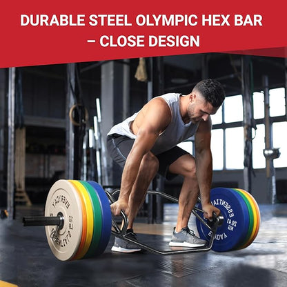 Olympic 2-Inch Hex Weight Lifting Trap Bar with Long and Rotating Sleeves, 500-Pound Capacity, Open Design, Alloy Steel, Chrome
