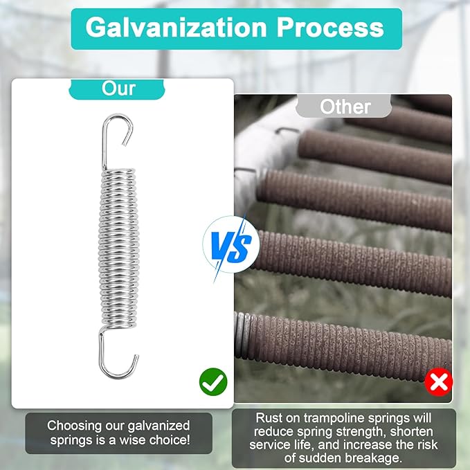 24 Pcs Trampoline Springs, 5.5-7 Inch Heavy Duty Stainless Steel Replacement Springs, Universal Trampoline Accessories Springs with 2 T-Hooks