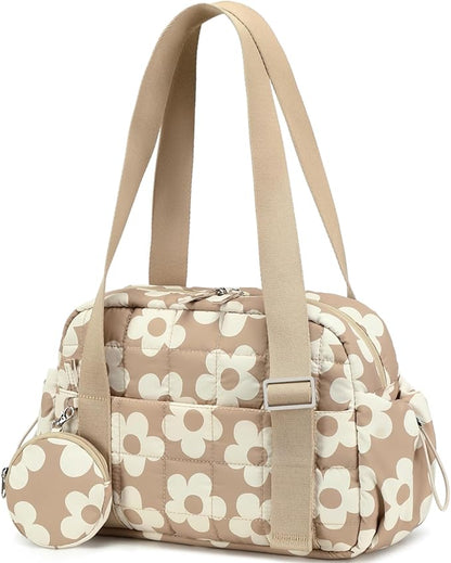 CAMTOP Mini Gym Bag for Women, Small Gym Tote Bag Puffy Quilted Sports Duffel Bag with Wet Compartment and Coin Purse Duffel Bags Dance Yoga Workout Bag