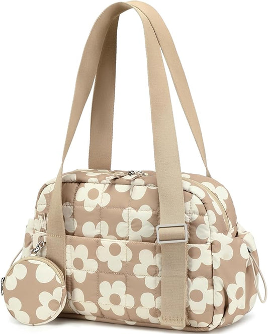 CAMTOP Mini Gym Bag for Women, Small Gym Tote Bag Puffy Quilted Sports Duffel Bag with Wet Compartment and Coin Purse Duffel Bags Dance Yoga Workout Bag