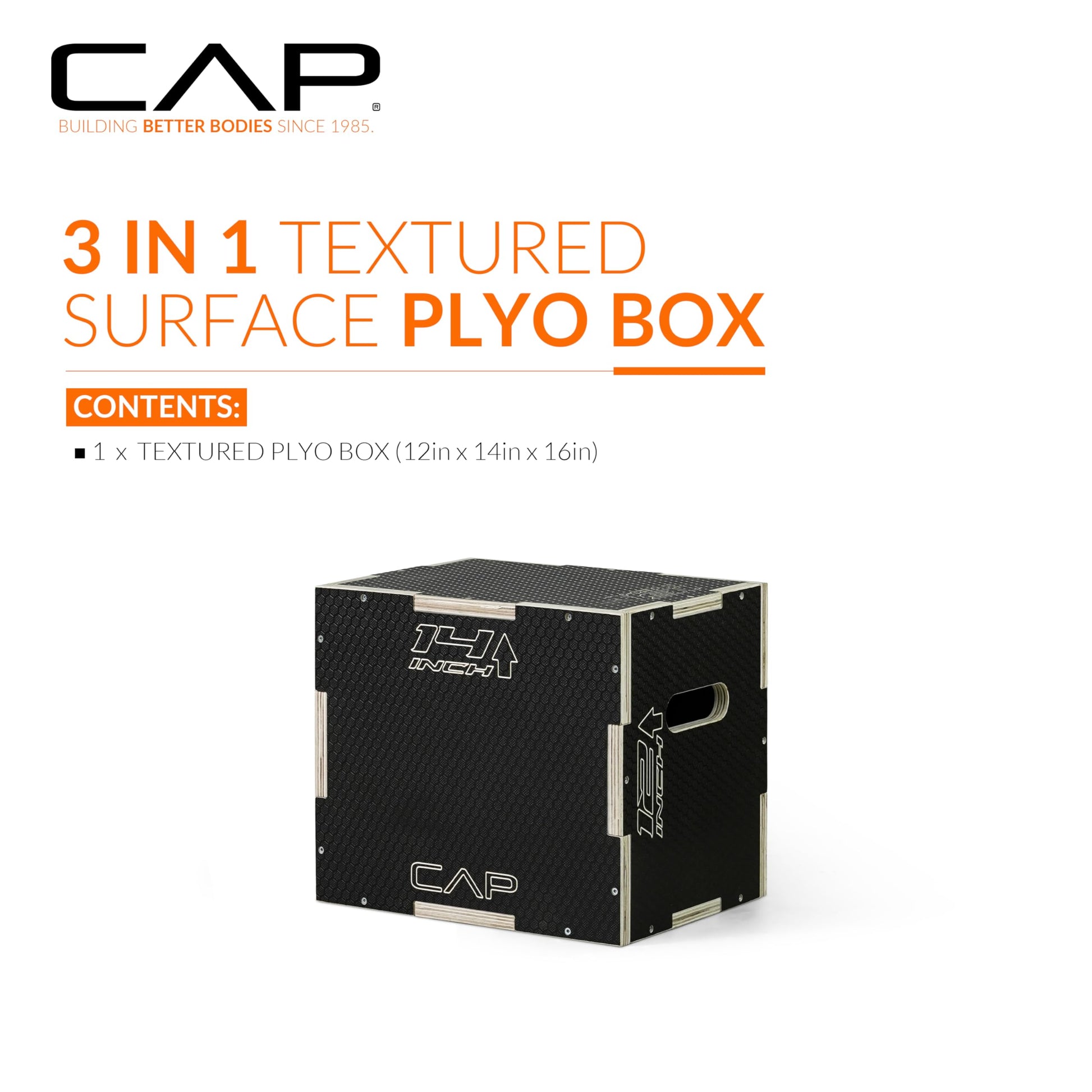 CAP Barbell 3-in-1 Rubber Textured Plyometric Box 16in x 14in x 12in