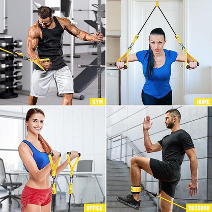 WALITO Resistance Bands Set - Exercise Bands with Handles, Door Anchor, Legs Ankle Straps, for Heavy Resistance Training, Physical Therapy, Muscle Training, Yoga, Home Workouts, Gym Equipment