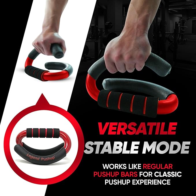 Legend Pushup ??Advanced Push-Up Bars to Eliminate Wrist Pain, Generate More Muscle Growth, Deliver Faster Results, and Prevent Plateaus ??Rocking Handle Design for Natural Movement and Effective Workouts
