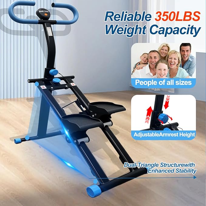 Stair Stepper for Home Vertical Climber, Foldable Full Body Exercise Aerobic Climbing Machines, Mountaineering Fitness Equipment with Adjustable Handles