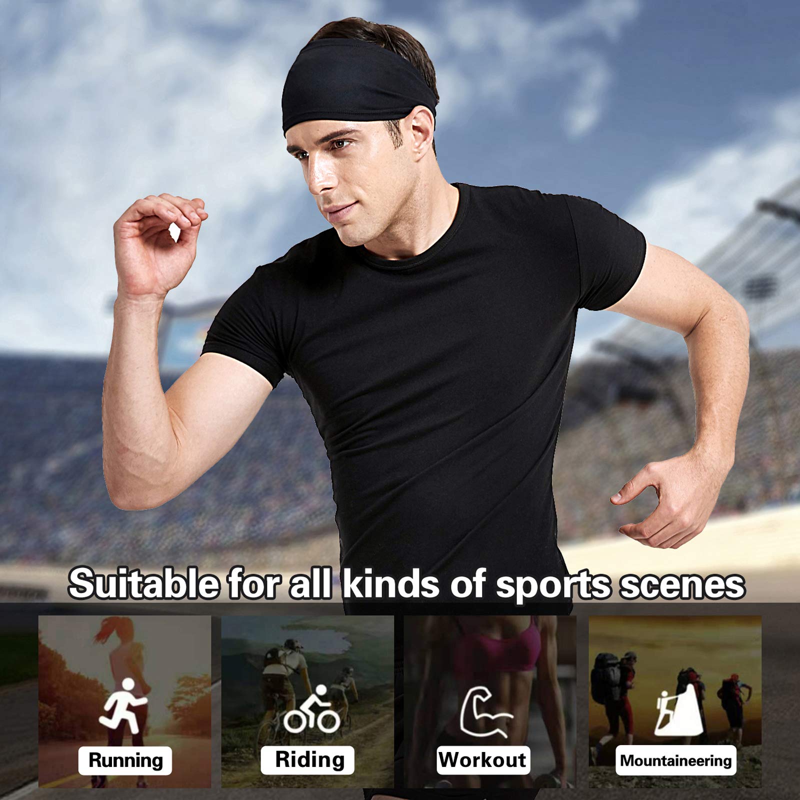 Acozycoo Mens Running Headband,5Pack,Mens Sweatband Sports Headband for