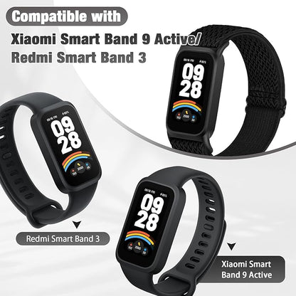 2 Pack Elastic Bands Compatible with Xiaomi Smart Band 9 Active Women Men, Soft Nylon Replacement Sport Wriststrap for Redmi Band 3