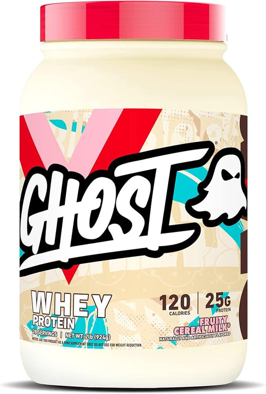 GHOST Whey Protein Powder, Fruity Cereal Milk - 2LB, 25G of Protein - Whey Protein Blend - ­Post