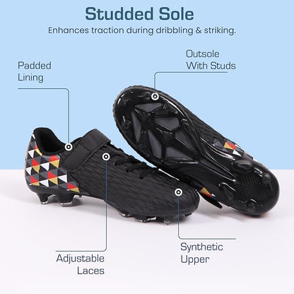 Soccer Cleats for Kids & Youth | Lightweight Football Shoes for Firm Ground | Durable Girls & Boys Soccer Cleats with Non-Slip Sole | Comfortable Soccer Boots | Unisex Size 11-6