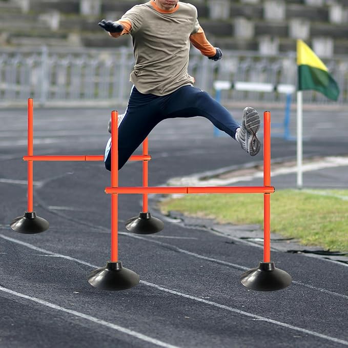 TNZMART 3.3 FT Agility Poles Adjustable Hurdles for Soccer Football Speed Training Equipment Track and Field
