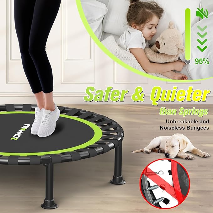 Foldable Mini Trampoline, 40"/48" Rebounder Trampoline for Adults & Kids, 440lbs Capacity Indoor Fitness Workout Exercise Equipment